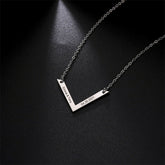 Lofaris Custom Anti-Oxidation Silver V Shape Name Necklace